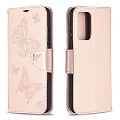 Custodia Portafoglio In Pelle Farfalla Cover con Supporto B01F per Samsung Galaxy A52 4G Oro Rosa