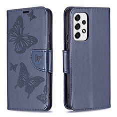 Custodia Portafoglio In Pelle Farfalla Cover con Supporto B01F per Samsung Galaxy A53 5G Blu