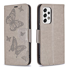 Custodia Portafoglio In Pelle Farfalla Cover con Supporto B01F per Samsung Galaxy A53 5G Grigio