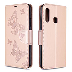 Custodia Portafoglio In Pelle Farfalla Cover con Supporto B01F per Samsung Galaxy A70E Oro Rosa