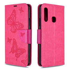 Custodia Portafoglio In Pelle Farfalla Cover con Supporto B01F per Samsung Galaxy A70E Rosa Caldo