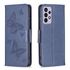 Custodia Portafoglio In Pelle Farfalla Cover con Supporto B01F per Samsung Galaxy A73 5G Blu