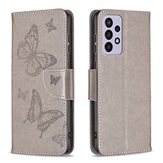 Custodia Portafoglio In Pelle Farfalla Cover con Supporto B01F per Samsung Galaxy A73 5G Grigio