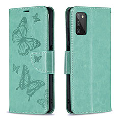 Custodia Portafoglio In Pelle Farfalla Cover con Supporto B01F per Samsung Galaxy F02S SM-E025F Verde