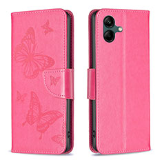 Custodia Portafoglio In Pelle Farfalla Cover con Supporto B01F per Samsung Galaxy F14 5G Rosa Caldo