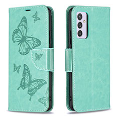 Custodia Portafoglio In Pelle Farfalla Cover con Supporto B01F per Samsung Galaxy F54 5G Verde