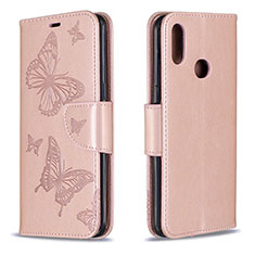 Custodia Portafoglio In Pelle Farfalla Cover con Supporto B01F per Samsung Galaxy M01s Oro Rosa