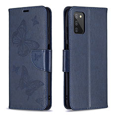 Custodia Portafoglio In Pelle Farfalla Cover con Supporto B01F per Samsung Galaxy M02s Blu