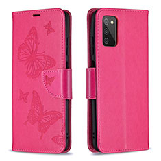 Custodia Portafoglio In Pelle Farfalla Cover con Supporto B01F per Samsung Galaxy M02s Rosa Caldo