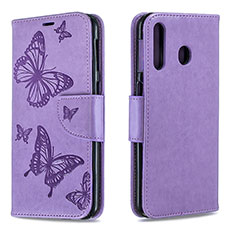 Custodia Portafoglio In Pelle Farfalla Cover con Supporto B01F per Samsung Galaxy M30 Lavanda