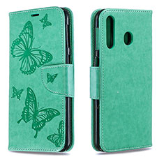 Custodia Portafoglio In Pelle Farfalla Cover con Supporto B01F per Samsung Galaxy M30 Verde