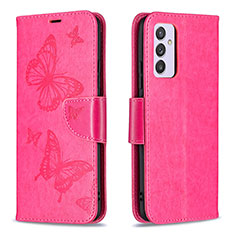 Custodia Portafoglio In Pelle Farfalla Cover con Supporto B01F per Samsung Galaxy M34 5G Rosa Caldo