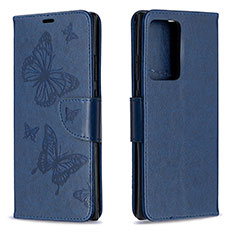 Custodia Portafoglio In Pelle Farfalla Cover con Supporto B01F per Samsung Galaxy Note 20 Ultra 5G Blu