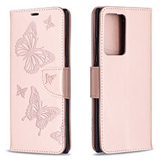 Custodia Portafoglio In Pelle Farfalla Cover con Supporto B01F per Samsung Galaxy Note 20 Ultra 5G Oro Rosa