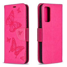 Custodia Portafoglio In Pelle Farfalla Cover con Supporto B01F per Samsung Galaxy S20 FE 4G Rosa Caldo