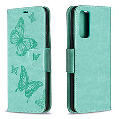 Custodia Portafoglio In Pelle Farfalla Cover con Supporto B01F per Samsung Galaxy S20 FE 5G Verde