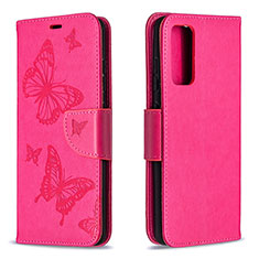 Custodia Portafoglio In Pelle Farfalla Cover con Supporto B01F per Samsung Galaxy S20 Lite 5G Rosa Caldo