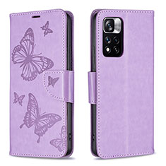 Custodia Portafoglio In Pelle Farfalla Cover con Supporto B01F per Xiaomi Mi 11i 5G (2022) Lavanda