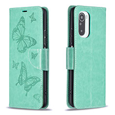 Custodia Portafoglio In Pelle Farfalla Cover con Supporto B01F per Xiaomi Mi 11i 5G Verde