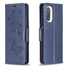 Custodia Portafoglio In Pelle Farfalla Cover con Supporto B01F per Xiaomi Mi 11X 5G Blu