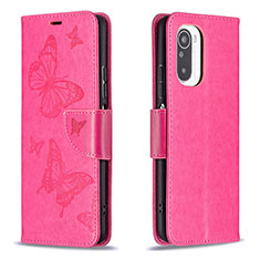 Custodia Portafoglio In Pelle Farfalla Cover con Supporto B01F per Xiaomi Mi 11X 5G Rosa Caldo