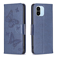 Custodia Portafoglio In Pelle Farfalla Cover con Supporto B01F per Xiaomi Poco C50 Blu