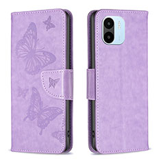 Custodia Portafoglio In Pelle Farfalla Cover con Supporto B01F per Xiaomi Poco C50 Lavanda