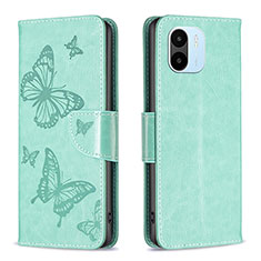 Custodia Portafoglio In Pelle Farfalla Cover con Supporto B01F per Xiaomi Poco C51 Verde