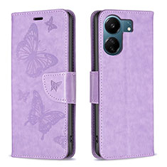 Custodia Portafoglio In Pelle Farfalla Cover con Supporto B01F per Xiaomi Poco C65 Lavanda