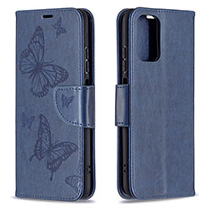 Custodia Portafoglio In Pelle Farfalla Cover con Supporto B01F per Xiaomi Poco M5S Blu