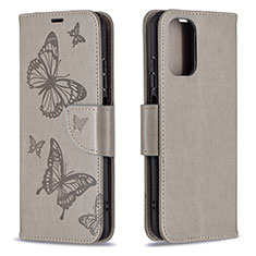 Custodia Portafoglio In Pelle Farfalla Cover con Supporto B01F per Xiaomi Poco M5S Grigio