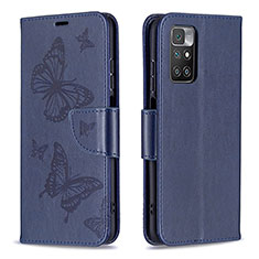 Custodia Portafoglio In Pelle Farfalla Cover con Supporto B01F per Xiaomi Redmi 10 (2022) Blu