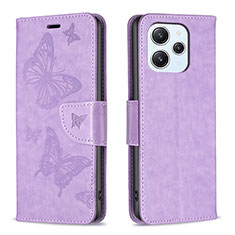 Custodia Portafoglio In Pelle Farfalla Cover con Supporto B01F per Xiaomi Redmi 12 4G Lavanda