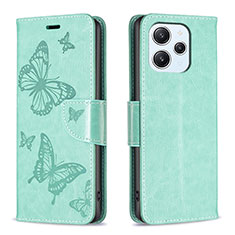 Custodia Portafoglio In Pelle Farfalla Cover con Supporto B01F per Xiaomi Redmi 12 4G Verde