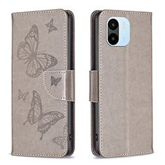 Custodia Portafoglio In Pelle Farfalla Cover con Supporto B01F per Xiaomi Redmi A1 Grigio