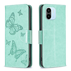 Custodia Portafoglio In Pelle Farfalla Cover con Supporto B01F per Xiaomi Redmi A2 Plus Verde