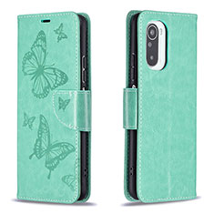 Custodia Portafoglio In Pelle Farfalla Cover con Supporto B01F per Xiaomi Redmi K40 5G Verde