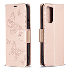 Custodia Portafoglio In Pelle Farfalla Cover con Supporto B01F per Xiaomi Redmi Note 10 Pro 4G Oro Rosa