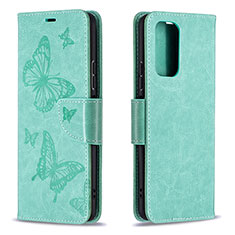 Custodia Portafoglio In Pelle Farfalla Cover con Supporto B01F per Xiaomi Redmi Note 10 Pro 4G Verde