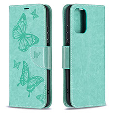 Custodia Portafoglio In Pelle Farfalla Cover con Supporto B01F per Xiaomi Redmi Note 10S 4G Verde