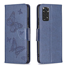 Custodia Portafoglio In Pelle Farfalla Cover con Supporto B01F per Xiaomi Redmi Note 11 4G (2022) Blu