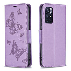 Custodia Portafoglio In Pelle Farfalla Cover con Supporto B01F per Xiaomi Redmi Note 11 5G Lavanda