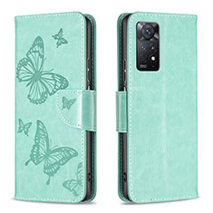 Custodia Portafoglio In Pelle Farfalla Cover con Supporto B01F per Xiaomi Redmi Note 11 Pro 5G Verde