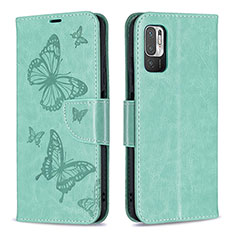 Custodia Portafoglio In Pelle Farfalla Cover con Supporto B01F per Xiaomi Redmi Note 11 SE 5G Verde