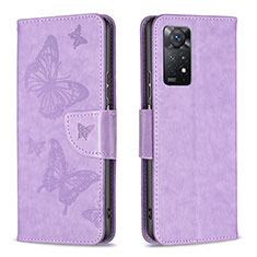 Custodia Portafoglio In Pelle Farfalla Cover con Supporto B01F per Xiaomi Redmi Note 12 Pro 4G Lavanda