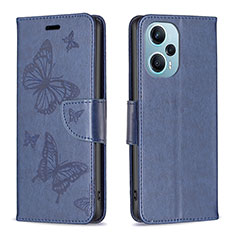 Custodia Portafoglio In Pelle Farfalla Cover con Supporto B01F per Xiaomi Redmi Note 12 Turbo 5G Blu