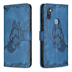 Custodia Portafoglio In Pelle Farfalla Cover con Supporto B02F per Samsung Galaxy A11 Blu