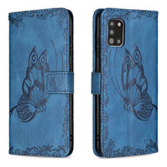 Custodia Portafoglio In Pelle Farfalla Cover con Supporto B02F per Samsung Galaxy A31 Blu