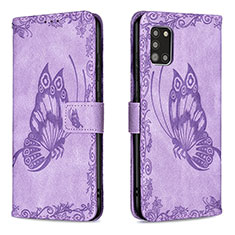 Custodia Portafoglio In Pelle Farfalla Cover con Supporto B02F per Samsung Galaxy A31 Lavanda