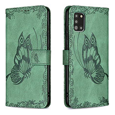 Custodia Portafoglio In Pelle Farfalla Cover con Supporto B02F per Samsung Galaxy A31 Verde